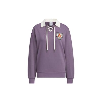 Originals Trefoil Crew Polo Толстовка с длинными рукавами и вышитым логотипом Женские топы Темно-серые фиолетовые IN1093
