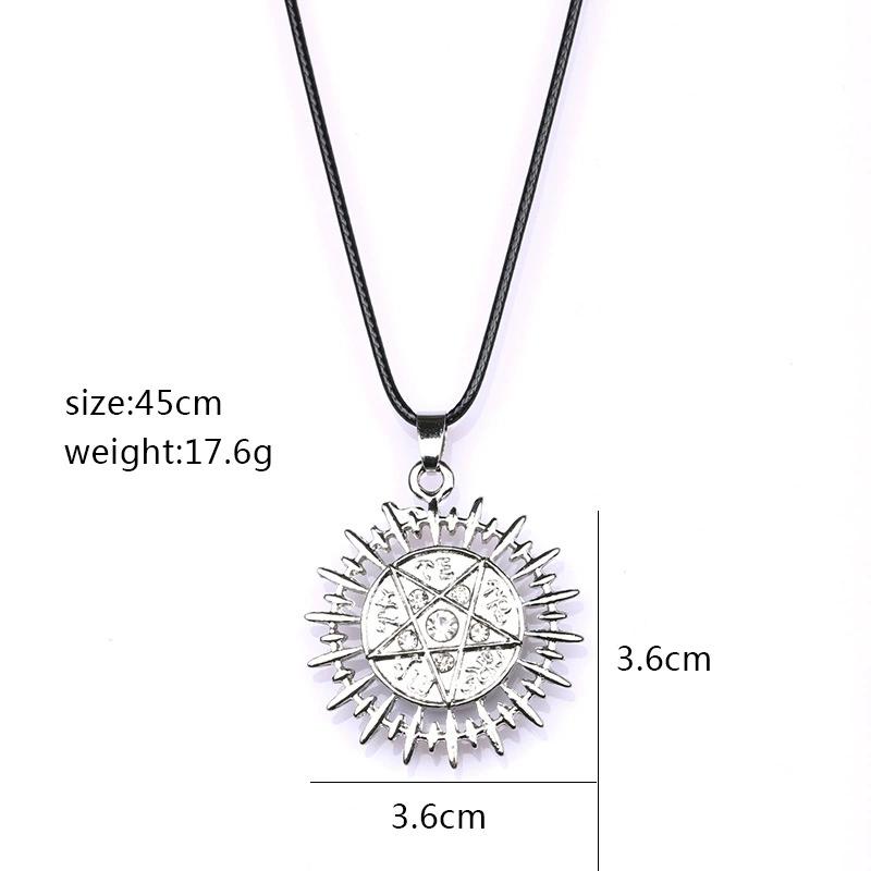 Модное ожерелье в виде пентакля Солнце Сверхъестественное кожаное ожерелье-веревка для мужчин и женщин Подарки для друзей Ювелирные изделия