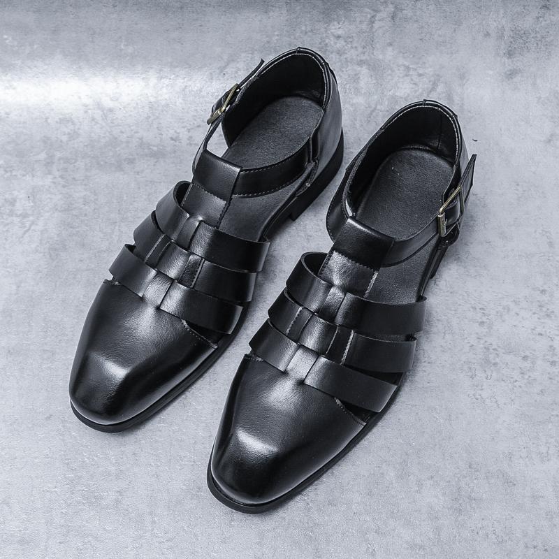 Summer Fashion New Men Gladiators Buckle Casual Shoes Breathable Beach Sandals Outdoor Slippers Black White Plus Size