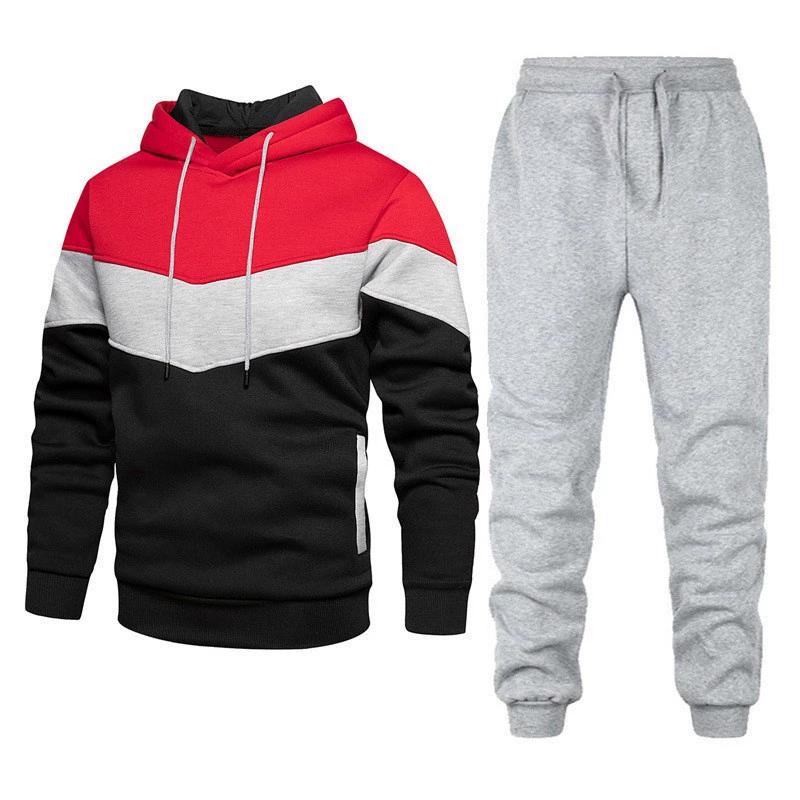 Autumn and Winter Sports Hoodie Set Men's 3-color Hooded Sweatshirt, Sports Suit Set Hoodie, Sweatpants, Light Panel