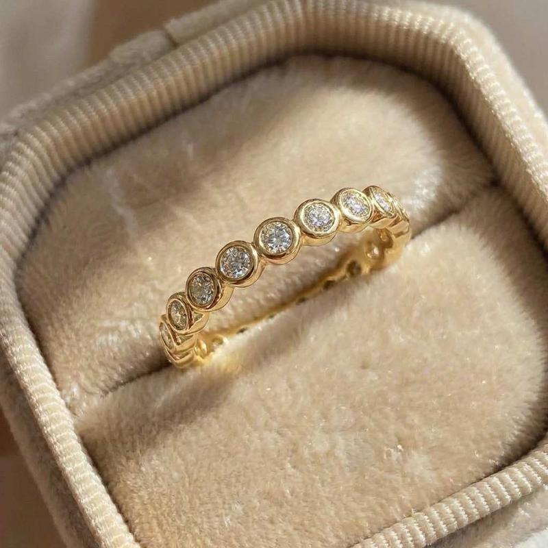 Серебряное Изысканное Белое Циркониевое Обручальное Украшение для Женской Модной Пальцевой Аксессуар Вечеринка Круглое Кольцо