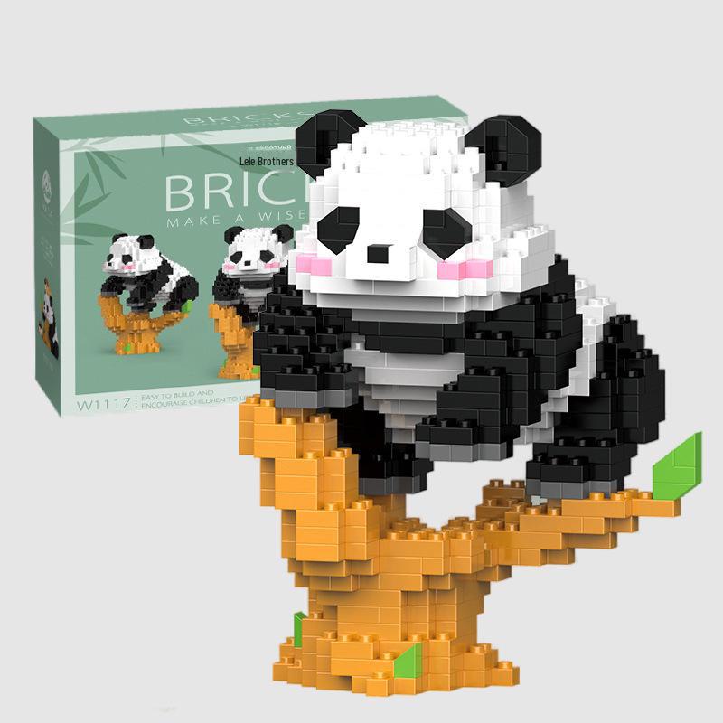 Huahua Chinese Panda Building Blocks - Compatible with Lego, Tiny Puzzle Assembly, Decorative Toys