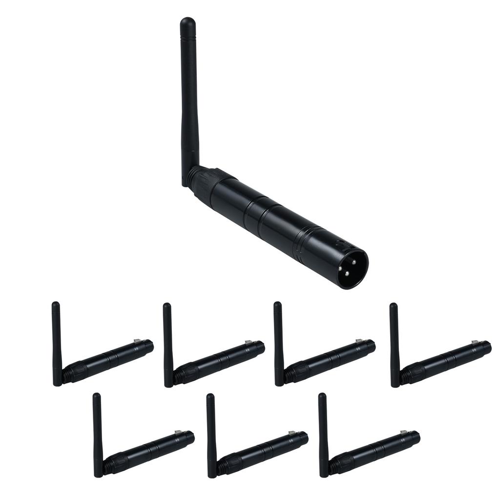 DMX 8PCS Black Metal DMX512 Wireless Dfi DJ 2.4G 7 Receivers & 1 Transmitter Lighting Control for