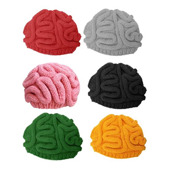 Yousheng Spoof Horror Brain Hat Halloween Beanie Knitted Stretch Thick Adult Child Skullies Keeps warm Outdoor Kids Bonnet Winter headwear