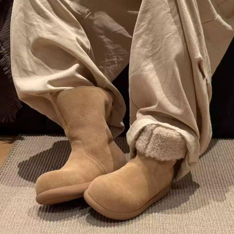 Winter Small Heater 2025 New Mango Head Korean Version Velvet Two Wear High-top Cotton Boots Snow Boots Warm Short Boots