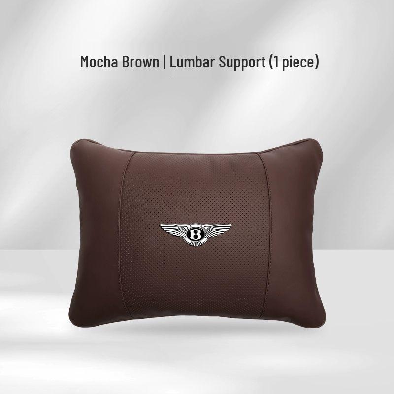 Genuine Leather Headrest, Lumbar Support, and Neck Pillow for Bentley Continental, Bentayga, Flying Spur, and Mulsanne Interiors.