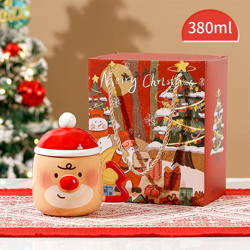 Creative High-Value Christmas Ceramic Cup With Lid Household Cute Couple Gift Water Cup Souvenir