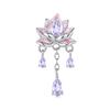 WOSTU 925 Sterling Silver Pink Lotus Flower Charms Purple Crystal tassels Pendant Moon bead Fit Bangle Neckalce DIY Make Gift