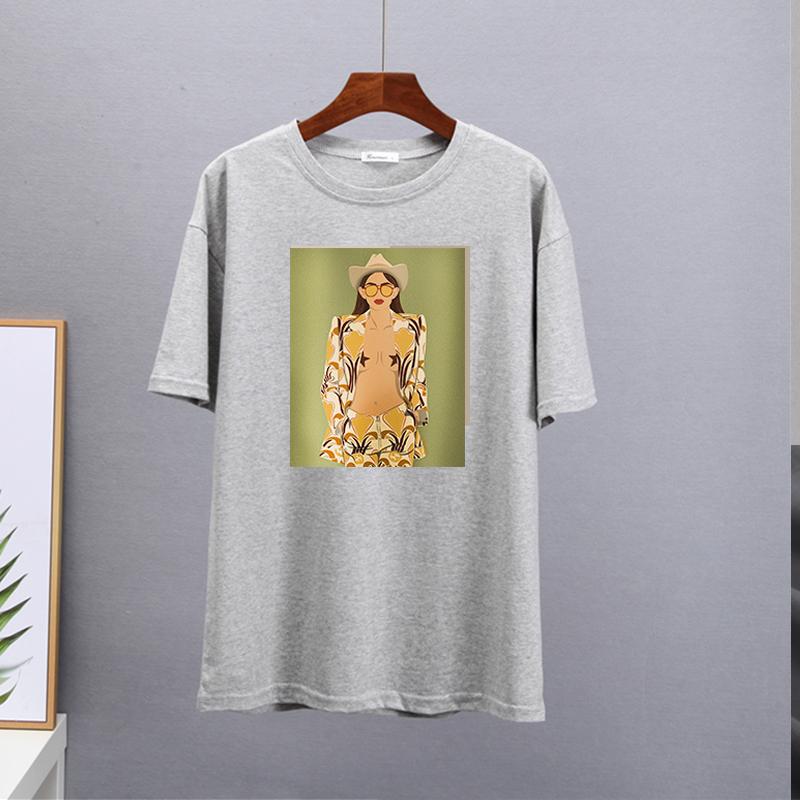 Женские футболки Hirsionsan High Street с графическим рисунком, летние мягкие футболки с круглым вырезом и короткими рукавами, 2023, повседневные свободные хлопковые базовые женские топы