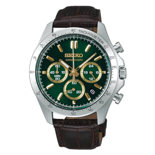 SEIKO SELECTION SBTR017 Men's Wristwatch Battery-Quartz Chronograph Date Calendar 24-Hour Hand Leather Strap Green Dial Stainless Steel Case