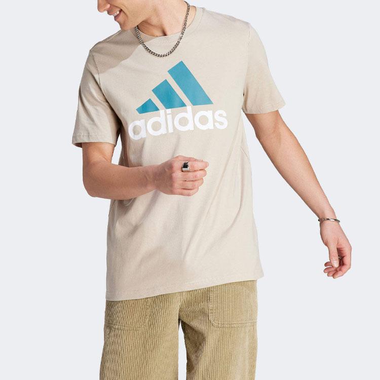 adidas Базовые футболки мужские бежевые с круглым вырезом умеренного прямого кроя IJ8575