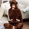 Зимний женский пижамный комплект Kawaiii Bear, пижамные комплекты, плотная пижама, фланелевая, кораллового цвета, бархатная, с длинным рукавом, домашняя одежда