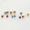 [Piena] surgical stainless steel natural stone 3mm for one ear Sold as 1 piece back screw Back side flat One stone 6 claws earrings ladies men's