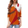 Women's Fashion Casual Loose 3/4 Sleeve Printed Round Neck Top
