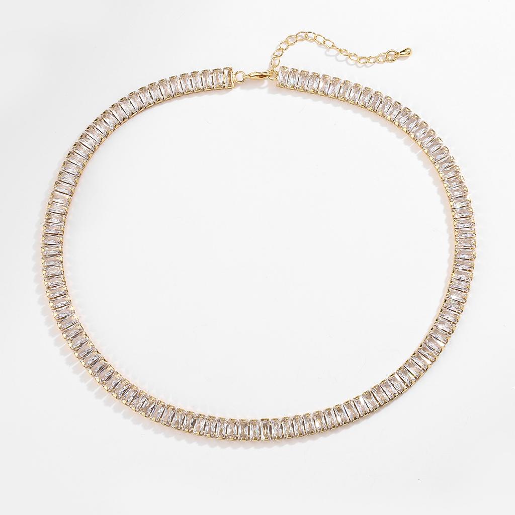 18K Gold Plated Brass CZ Teenis Necklace Bracelet,Promotion Beat Lady Luxury Bling CZ Chokers,Iced Out 3A Zircon 4MM Necklace