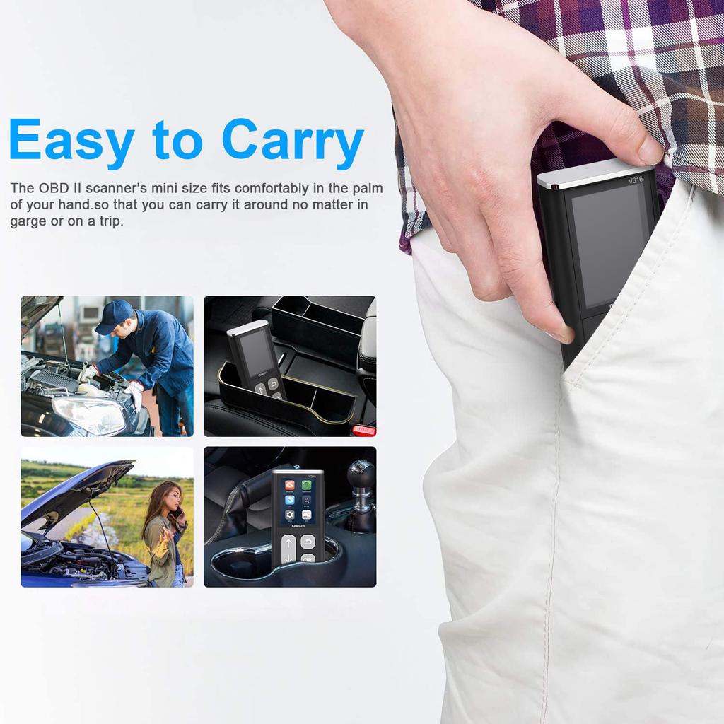 Сканер V316 OBD2 Считыватель автомобильных кодов с Bluetooth, неисправность двигателя, считывание кодов, очистка кодов, просмотр данных стоп-кадра, проверка готовности I/M, диагностическое сканирование CAN