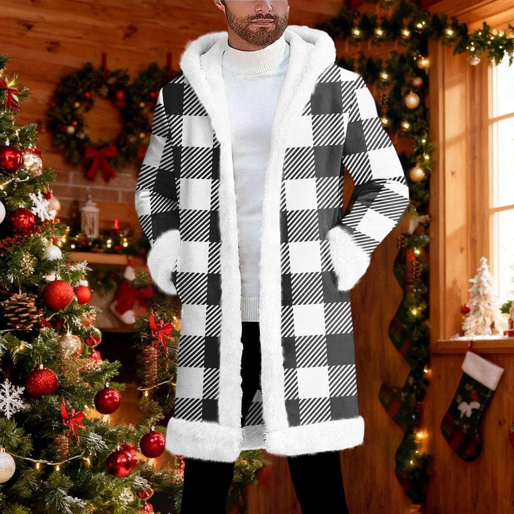 Мужской кардиган с капюшоном, длинное пальто для сохранения тепла