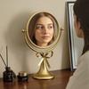 Oval Makeup Mirror 360° Rotatable Desktop Stand Mirror Makeup Tool Bow Vanity Mirror Women
