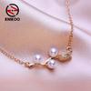 Cubic Zirconia Fashion Necklace Ladies Pendant For Women Girl Rose Flower Necklace Jewelry Gift