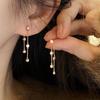 Tassel Dangle Earrings Shiny Zircon Rose Gold Color Hypoallergenic Fashion Accessories for Women Wedding Vacation