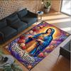 Virgin Mary Theme Crystal Velvet Rug Personalized Custom Name Text Soft Floor Mat Home Decor