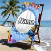 Custom Name Personalized Blue Smurfs Print Beach Towel, for Trip Camping Beach Party Home Decor, Birthday Gift for Family & Friends