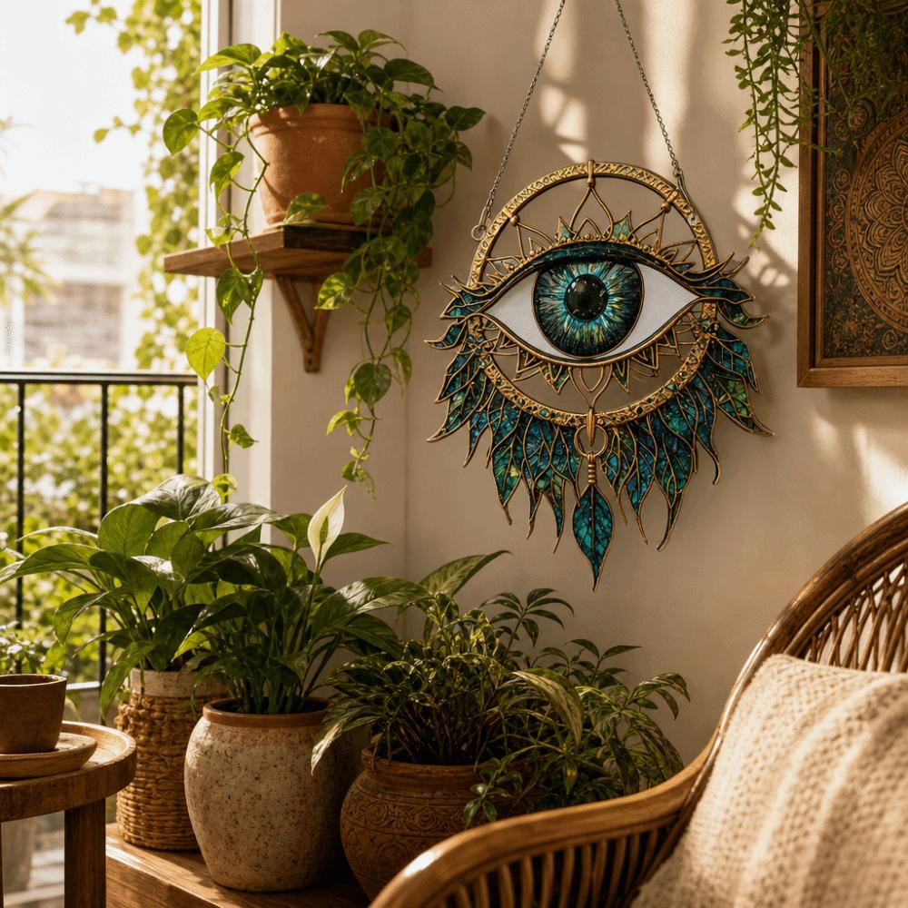 Eye Shape Evil Eye Decoration 2D Flat Hanging Pendant Wall Decoration Sun Catcher Garden Decor