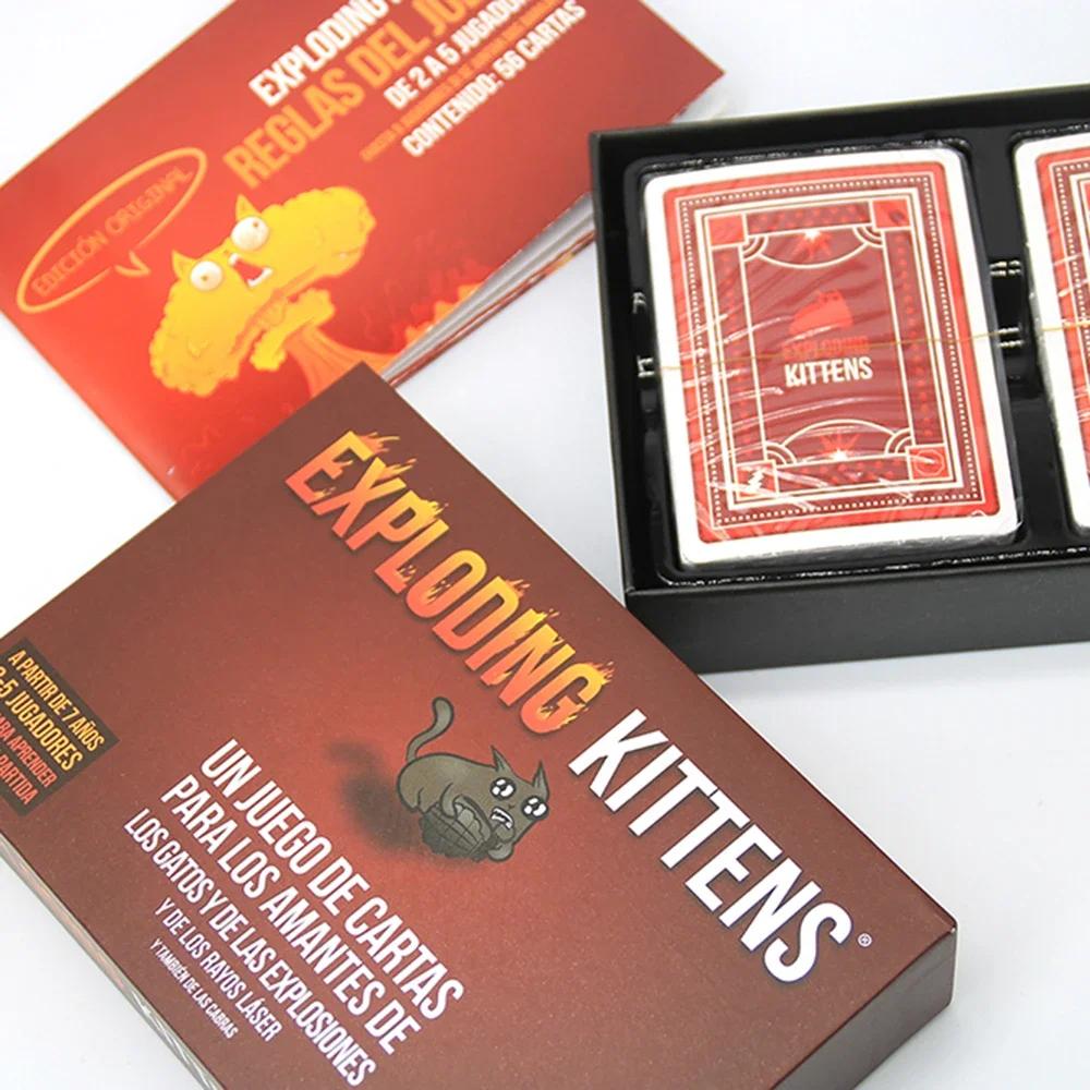 Взрывающаяся испанская игра Juego de cartas de gatitos explotantes, juegos de fiesta fáciles y amigables con la familia, juegos de