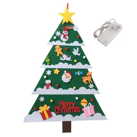 Новогодняя елка из фетра для малышей, светодиодная подсветка, набор для самостоятельной сборки новогодней елки с Санта-Клаусом и снеговиком