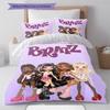 Постельное белье с принтом кукол Bratz, комплект одеял, пододеяльник, наволочка, домашний декор, подарок (1 пододеяльник + 2 наволочки, без наполнителя)
