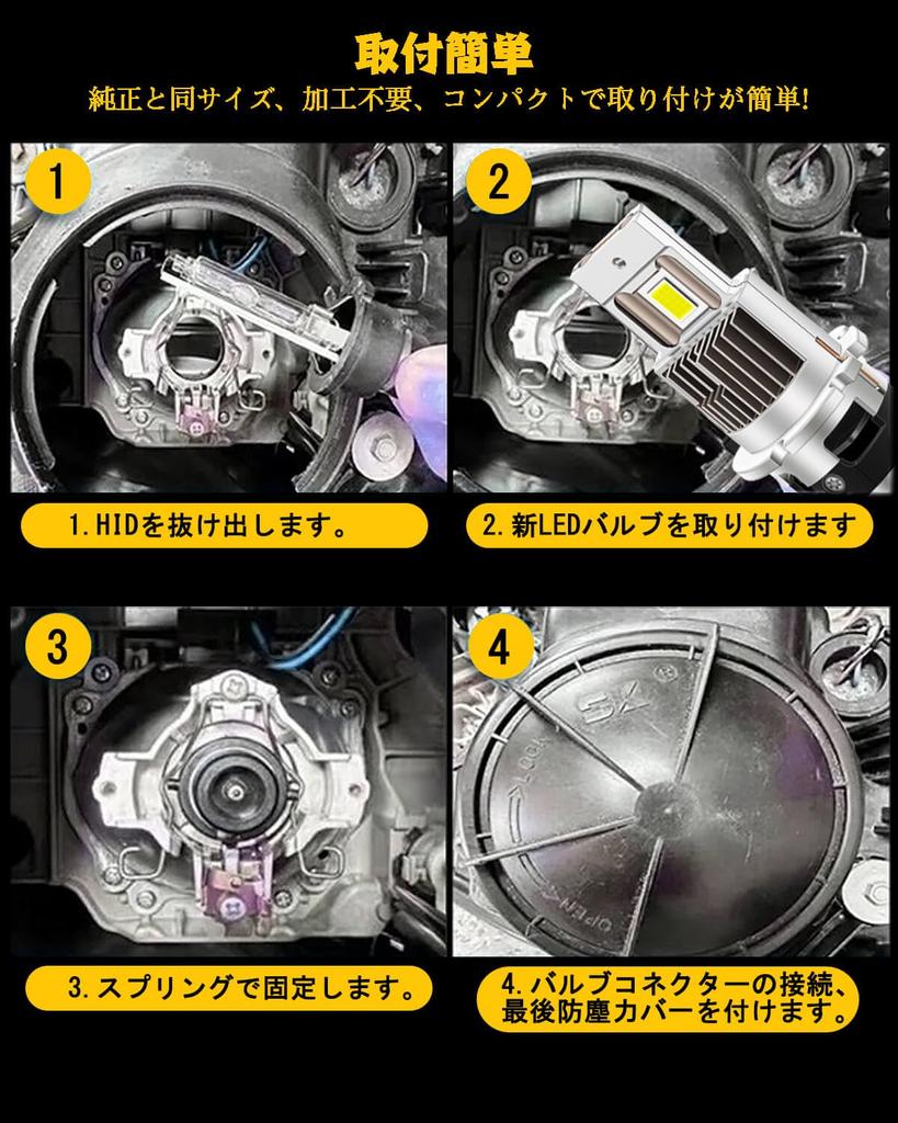 VIMEN D4S LED Headlight, Compatible with Vehicle Inspection, 6500k White, 35W, Imported Vehicles, Warning,