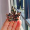 Retro Exaggerated Colored Diamond Maple Leaf Brooch, Autumn And Winter Personalized Fashion Plant Leaf Corsage Woman