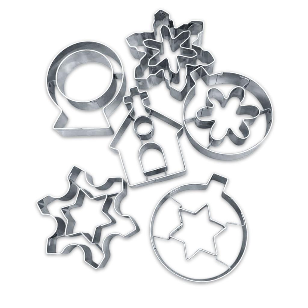 6Pcs Stainless Steel Kitchen DIY Christmas Decor Baking Tools Biscuit Mold Cookie Cutters Set
