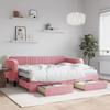 VidaXL Daybed with Trundle and Drawers Pink 90x200 Cm Velvet 3197138