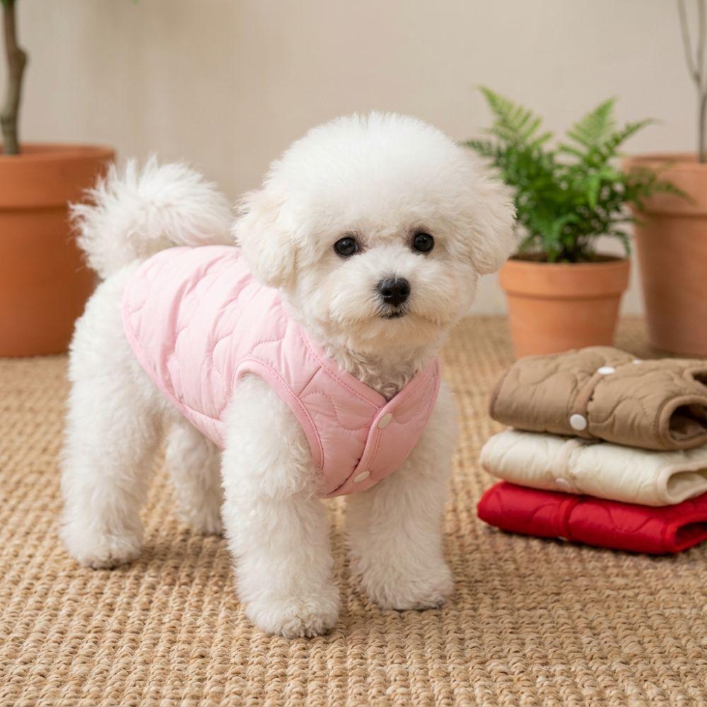 Breathable Liner Dog Warm Quilted Vest Round Neck Pet Sleeveless Jacket Cold Weather