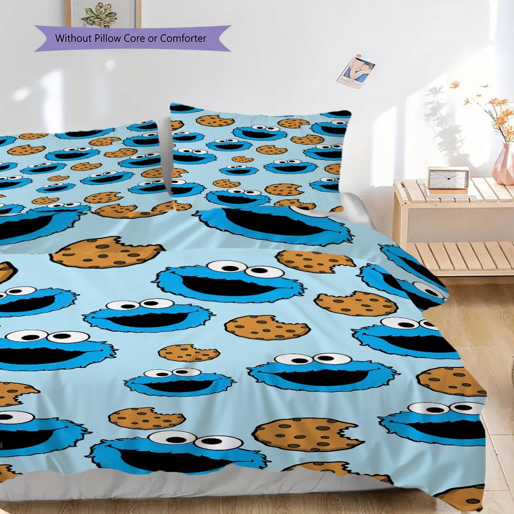 1PC Sesame Street pattern Bedding Quilt Set Quilt Cover Pillowcase Home Decoration Birthday Gift (1 * duvet cover + 2 * pillowcase, without core)