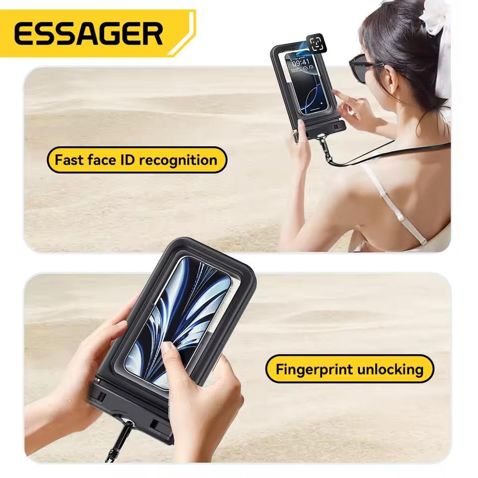 Essager IPX8 Dual-pocket Waterproof Phone Case for iPhone16 15 14 13 Floating Dry Bag for Snorkeling Beach Swim Universal Cover
