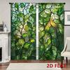 2 шт. Витражные шторы с листьями, зеленый принт природы, светофильтрующие занавески, декор дома в стиле Арт-деко для спальни, гостиной