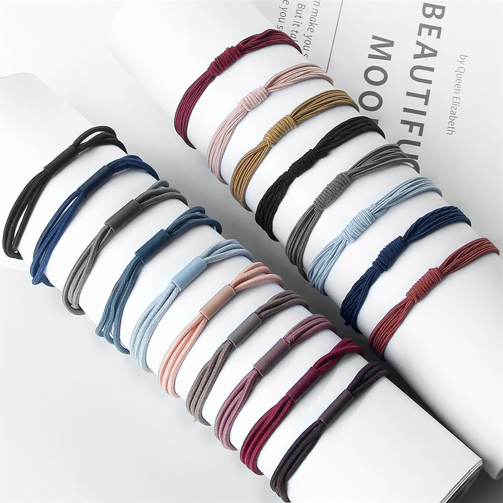 10 шт. Простые многослойные резинки для волос Женские базовые однотонные резинки Аксессуары для волос Повязка-держатель Скранчи Подарок для девочки