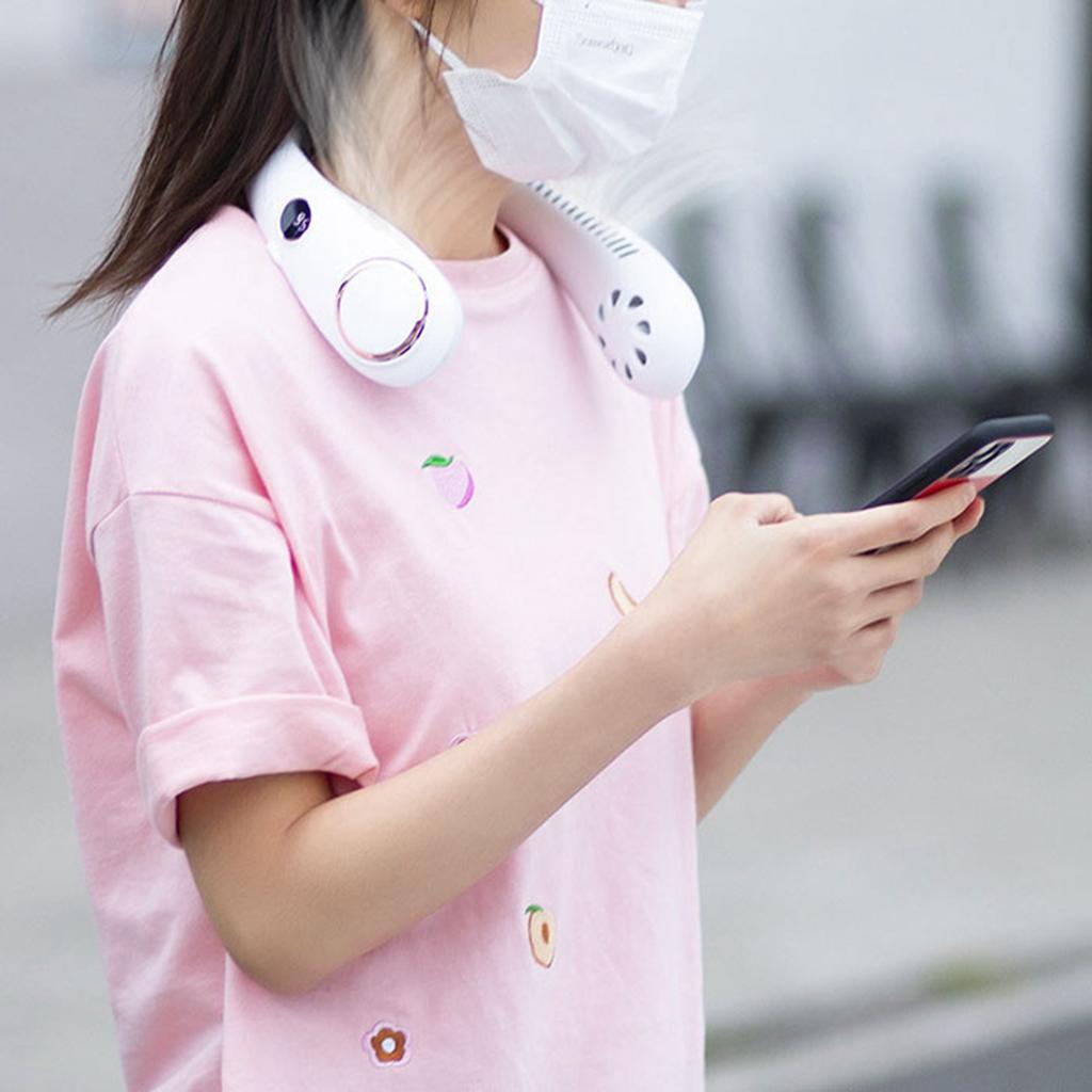 Безлопастной шейный вентилятор USB-зарядка Аккумулятор 2000 мАч Портативный шейный вентилятор с креплением на шею для кемпинга на открытом воздухе