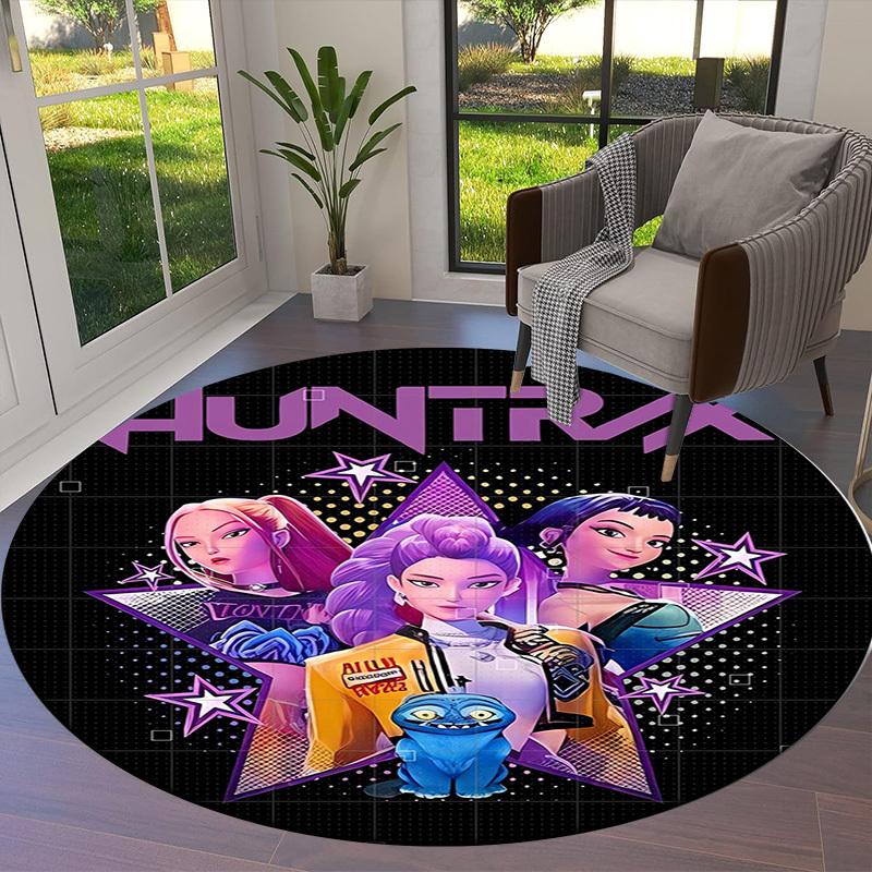 1 шт. HUNTRIX Киберпанк Мода Звезды Круглый ковер, Изготовлен из Полиэстера, Идеально подходит для Декорирования Офисных Кресел, Гостиных, Яркий Декоративный Ковер