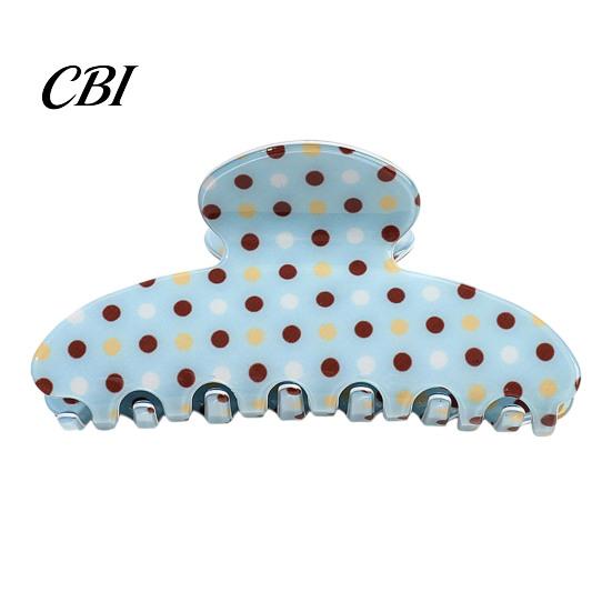 Sturdy Hair Claw Clip Back Head Claw, Strong Bite Force Clip, Dot Print Large for Women Anti-Slip Teeth Accessory Daily Wear Metal Spring