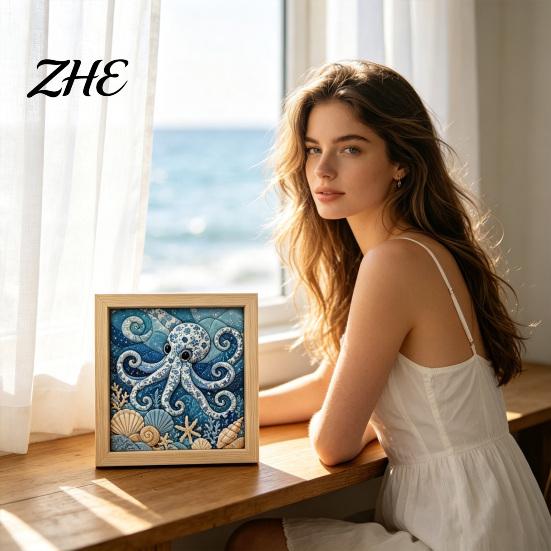Relaxing Art Projects No-Sew Japanese Fabric Kit, DIY Mosaic Kits for Adults Beginners, Quilted Wall Collage Craft with Frame & Tools, Kits,