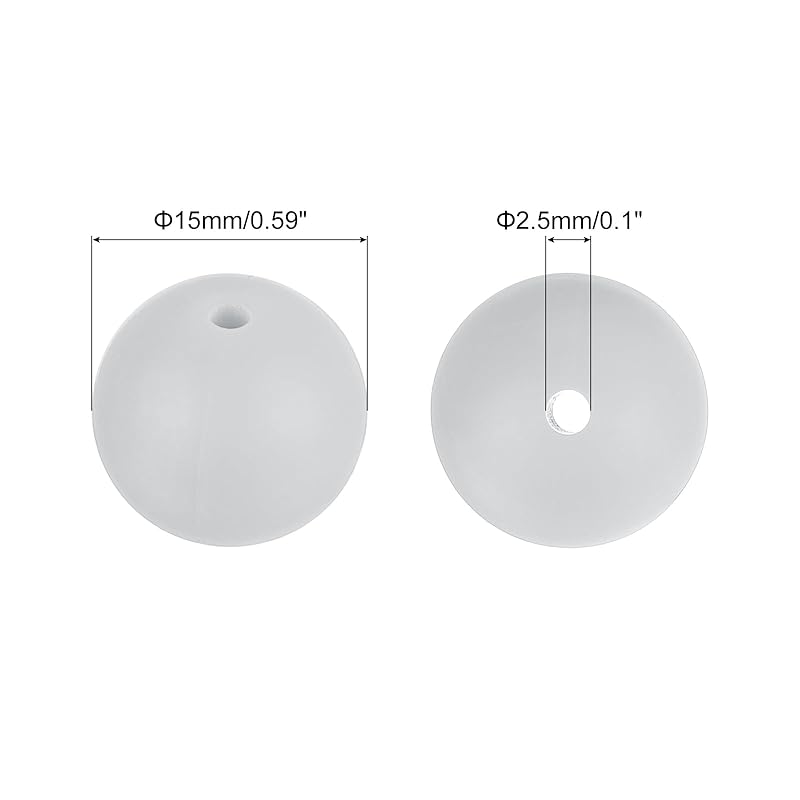 Uxcell 50 шт. 15 мм силиконовые бусины круглые резиновые бусины DIY брелок ручка браслет Идеально подходит для изготовления ювелирных изделий (светло-серый)