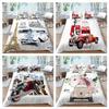3D White Bedding Full Size White Background Car Pattern Bedspread Set Microfiber Fabric with Zipper Washable Soft Home Decoration