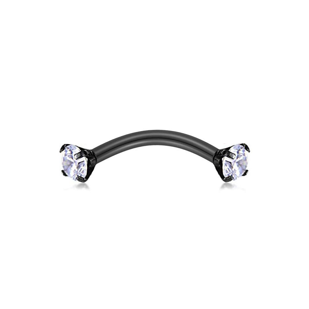 1PC Steel Crystal Gem Eyebrow Ring Tragus Helix Rook Earring Piercings Curved Banana Piercing Lip Helix Rings Jewelry 16G