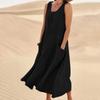Plus Size Linen Dress for Women Summer Plain 2023 Casual Maxi Sundresses Long Sleeveless Y2k Dress