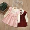 2025 Autumn and Winter Girl Bow Knitted Long Skirt Girls Sweater Skirts Children's Sweater Dress
