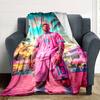 Pink Soccer Player Beach Blanket Soft Warm Cozy Great for Bedding Office Chair Couch Four Seasons Universal Playful Design