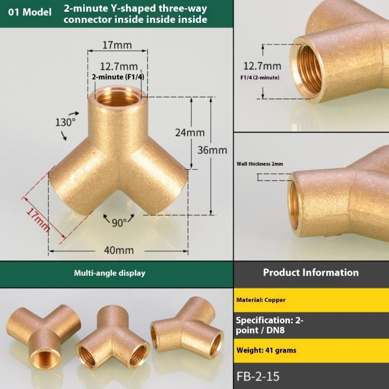 High Strength Brass Adapter Connector Double Outlet Flows Divider Fitting 1 Pair for Plumbing And Piping Systems